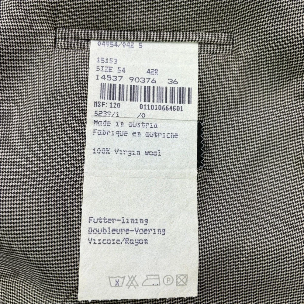 VTG Alandales Ermenegildo Zegna Wool Sport Coat Mens 42R Tan Houndstooth Blazer